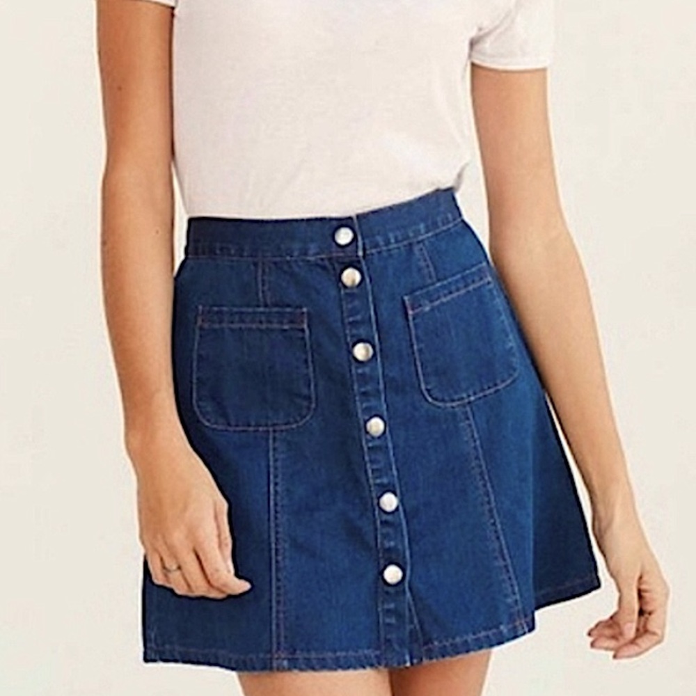 BDG Front Snap Buttons Denim Front Pockets Skirt